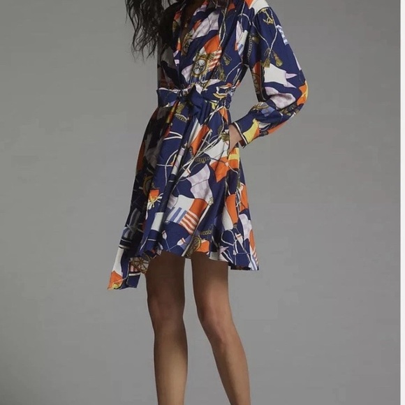 Maeve By Anthropologie Nautical Shirt Dress Mini  Womens XL
Navy gold Belt tie - Picture 12 of 15